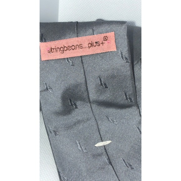 Stringbeans Plus Mens Gray Silk Embroidered Geometric Pattern Tie Made in USA - Picture 4 of 9
